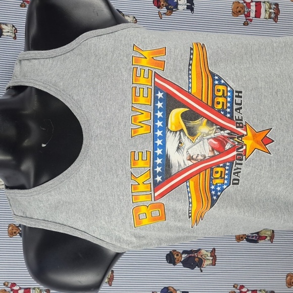 Vintage 99 Daytona Beach Bike Week  double-sided Eagle graphic LG gray tank top - Picture 1 of 6